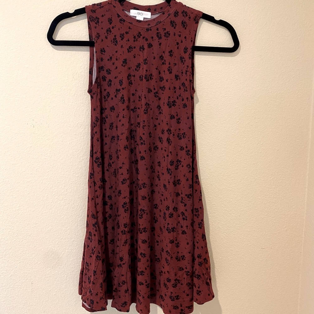 Girls Maroon and black floral skater dress
